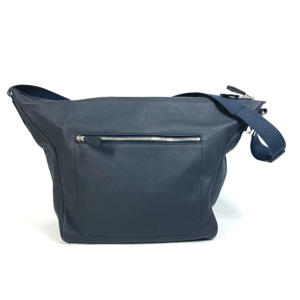 HERMES Cite Slide MM Shoulder Bag Leather Navy/SilverHardware