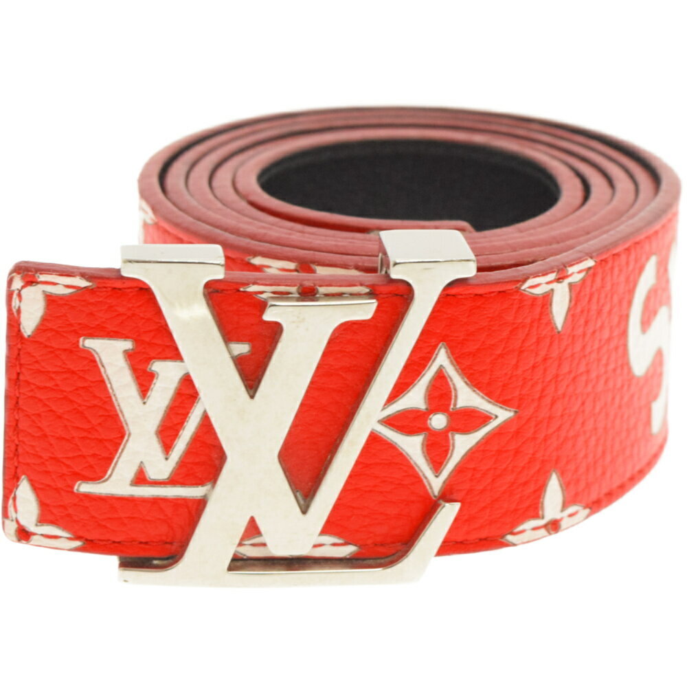 LOUIS VUITTON x SUPREME Belt LV Initial Buckle Monogram Red 90/36 MP015  SP2117