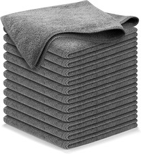 Microfiber Cleaning Cloth Grey - 12 Pcs 12.5"X12.5" - High Performance - 1200