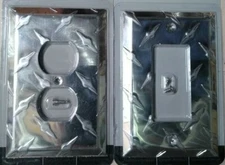 Polished Chrome Garage Diamond SwitchPlate Wall Plate Cover Outlet Toggle Rocker