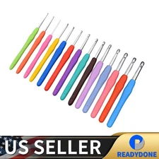 Soft Handle 12 PCS Set Crochet Hooks Needles Knit Yarn Weave Craft Aluminum