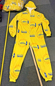 Twisted Tea Adult Hooded Pajama- Size S Fleece One Piece Non- Footed Body Suit