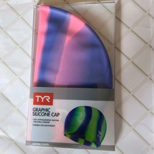 TYR Adult Silicone Swim Cap Pink Purple Tie Dye New in Box