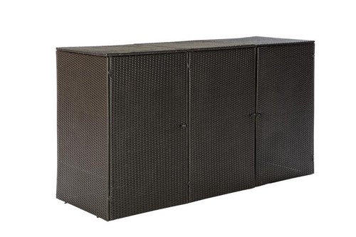 MX Mülltonnenabdeckung 3er braun Polyrattan Mülltonnenverkleidung Mülltonne - Bild 4 von 4