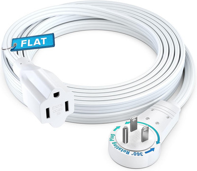 Maximm 360° Rotating Flat Plug Extension Cord 10 Feet under Carpet with Slim Spa