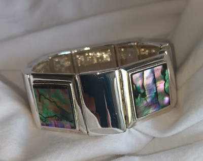 Lia Sophia Abalone Armband Stretch Chunky Panel silberfarben 106g