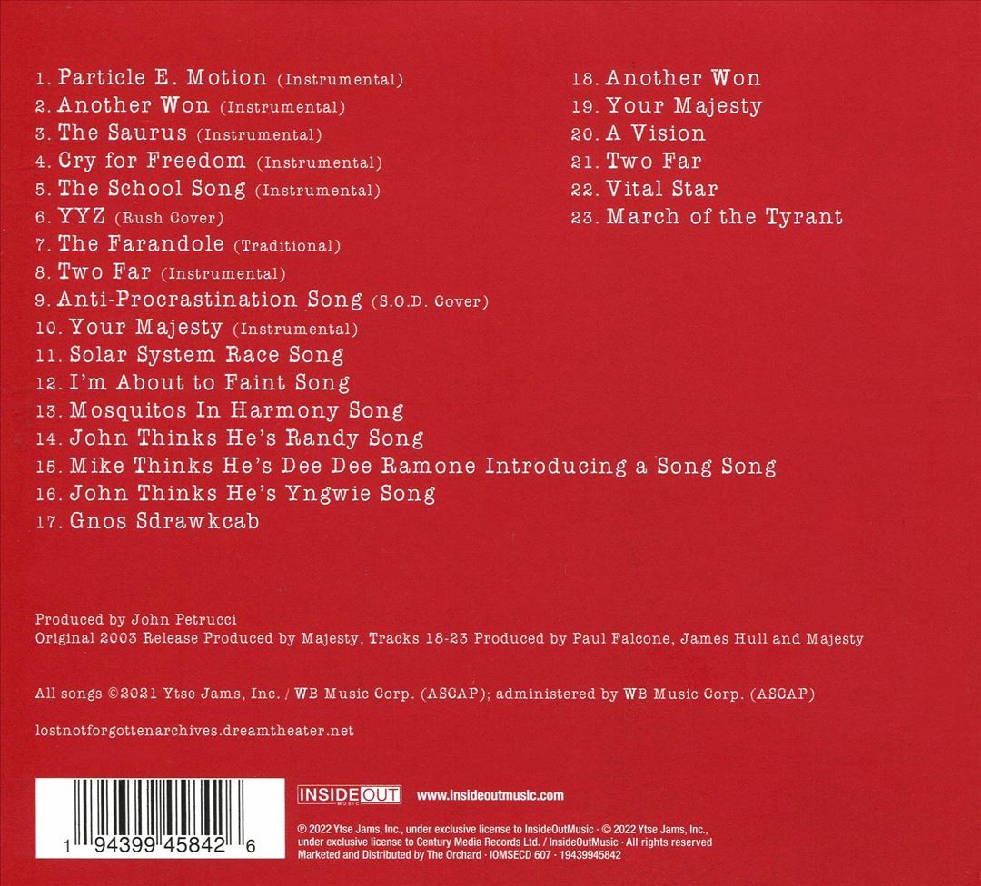 Dream Theater Lost Not Forgotten Archives: The Majesty Demos 1985-1986 New Cd