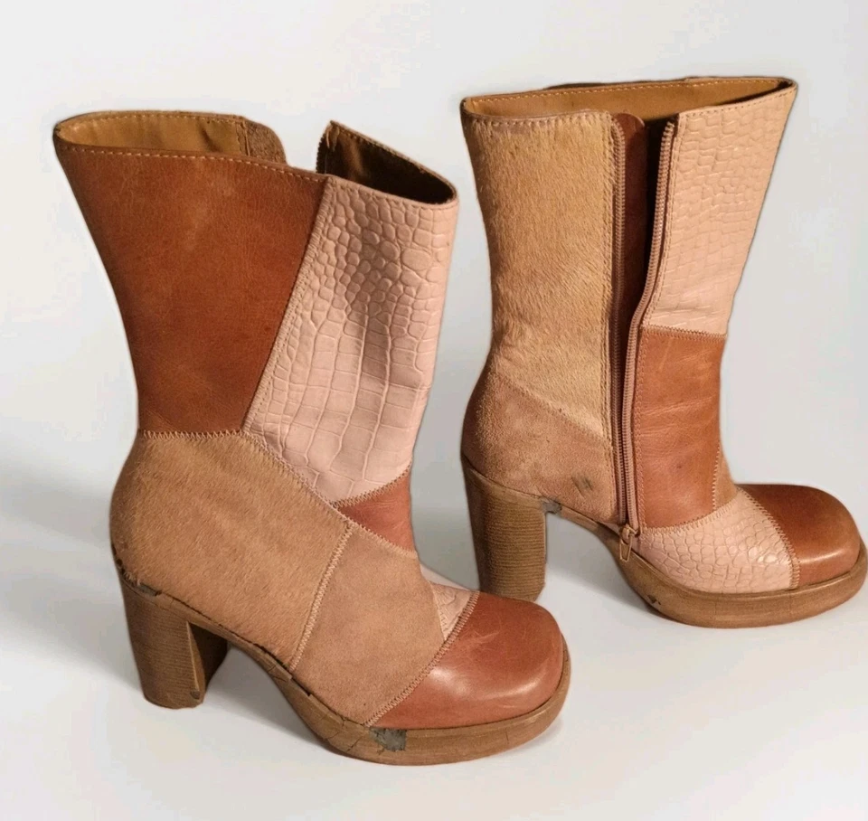 Botas ICÓNICAS Steve Madden De Colección Años 90 y2k Cuero Retazos RESTAURAR o EXHIBICIÓN Foto 3 de 4