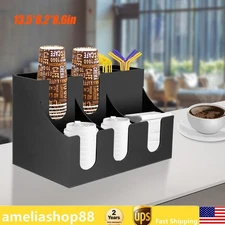 Cup Lid Dispensers Holder Acrylic Coffee Caddy Rack Anti-slip Tea Condiment Rack