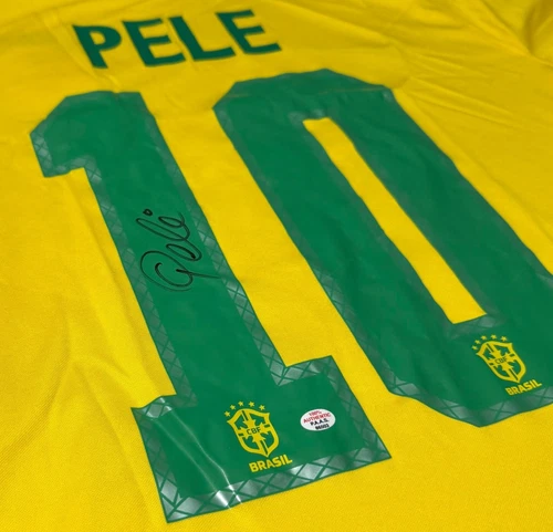 Pele Signed Autographed Brazil Pro Style Soccer Jersey with COA