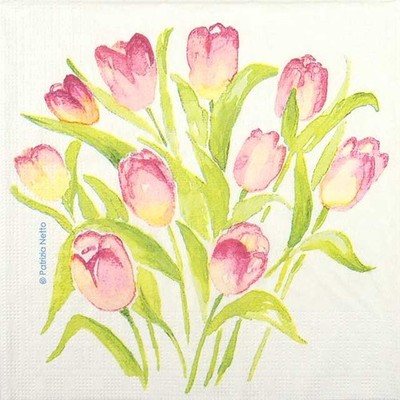 4x Patrizia Netto: Tulpenstrauß Servietten 33x33cm - Papiere für Decoupage & Basteln