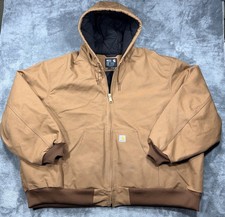 Carhartt Men's 5XL Brown J140 Hooded Full Zip Lined Workwear Jacket Made in USA