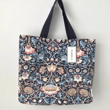 Morris & Co. Canvas Tote Bag Loden Blue Black Floral Arts and Crafts Style NWT