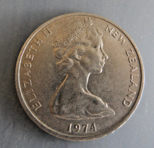 1974 New Zealand 20 Cents Kiwi Bird Coin