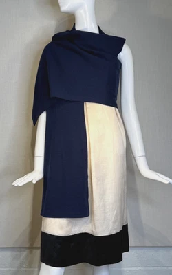 Morgane Le Fay NAVY BLUE Wool Knit Scarf Sweater Shrug with Ties SIZE S/M, Wrap - Image 1 of 4