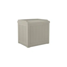 Outdoor Storage Box - 22 Gallon Light Taupe Resin Outdoor Deck Box with Seat,...