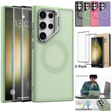 For Samsung Galaxy S23  Ultra Kickstand Case Magnetic Cover / 2x Tempered Glass