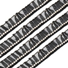 Pleated Lace Ruffle Trim Ribbon, 5 Yards 1.6 Inch Wide, Black