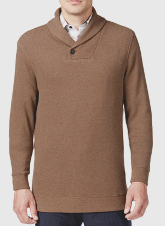 Tasso Elba Mens Honeycomb Textured Shawl Collar Sweater in Dillseed Heather LT 9090₽