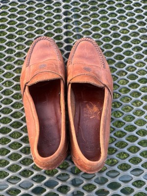 Ralph Lauren Polo Shoes Mens 10D Brown Leather Loafer Crest Slip