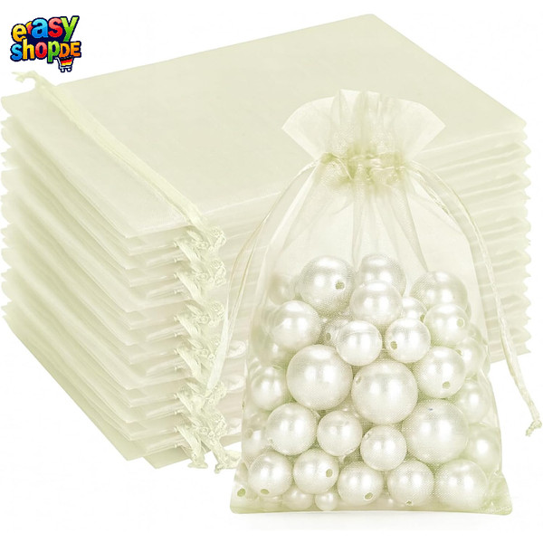 Creme OrganzasäCkchen 10X15Cm 100 StüCk Kordelzug Geschenkbeutel Hochzeit-image