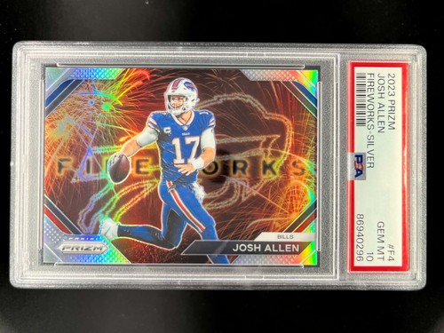 2023 PANINI PRIZM JOSH ALLEN FIREWORKS PRIZMS SILVER PSA 10