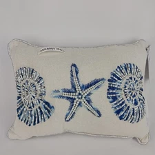Coastal Collection Nautical Beach Beaded Decorative Pillow 10x14 Starfish Shell