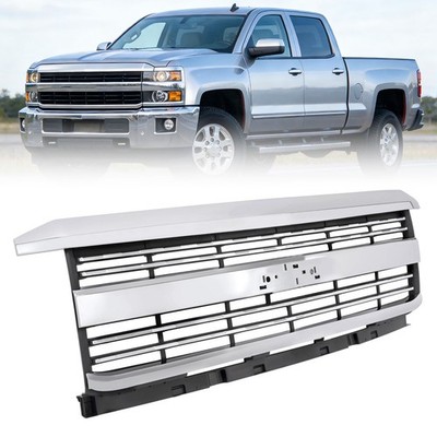 Front Upper Grille Assembly Chrome For Chevy Silverado 2500 HD 3500 HD 2015-2019