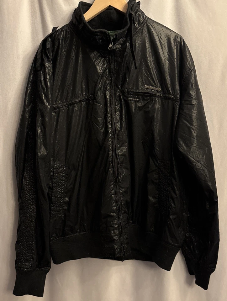 LIVE MECHANICS Black Nylon  Jacket Men’s 2XL / Y2K Casual Party Biker Coat - Image 2 of 4