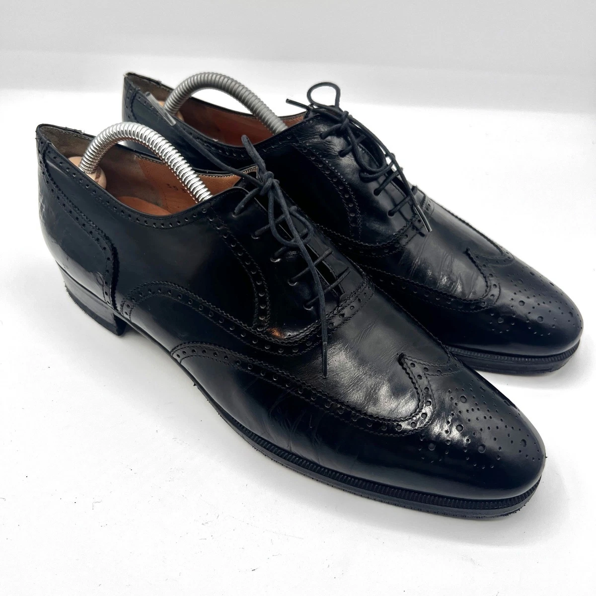 Salvatore Ferragamo Black Leather Wingtip Oxford Dress Shoes Lace up Mens 8.5D Salvatore Ferragamo Black Wingtip Dress Shoes for Men for  main image 3