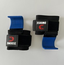 DMoose Weight Lifting Hooks Pair Hand Grip Support Wrist Straps Black Blue