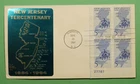 DR WHO 1964 FDC NEW JERSEY PLATE BLOCK SARZIN METAL w35607