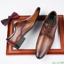 Retro Style Pointed Toe Lace Up Formal Dress Men Oxfords Shoes Wedding Business