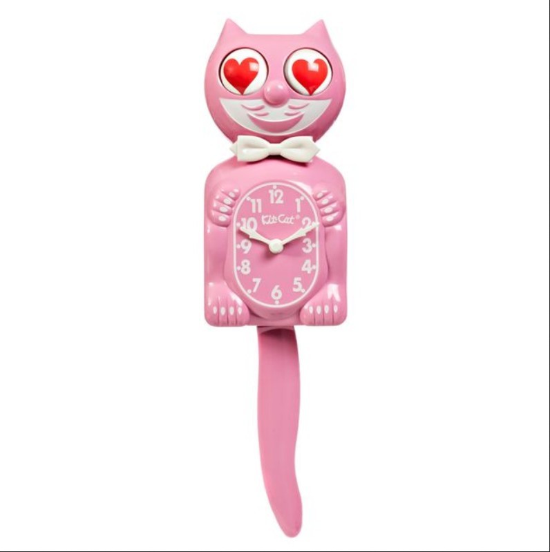 RETIRED Pink Satin KIT-CAT KLOCK Cat Clock Heart Eyes | eBay