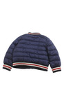 Moncler Boys Button Front Striped Trim Down Quilted Jacket Navy White Red 12-18M — photo 2