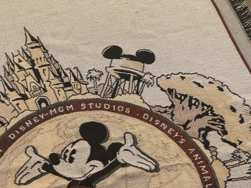 Vintage Disney World Mickey Mouse Tapestry Throw Blanket 2000 Epcot MGM Studios