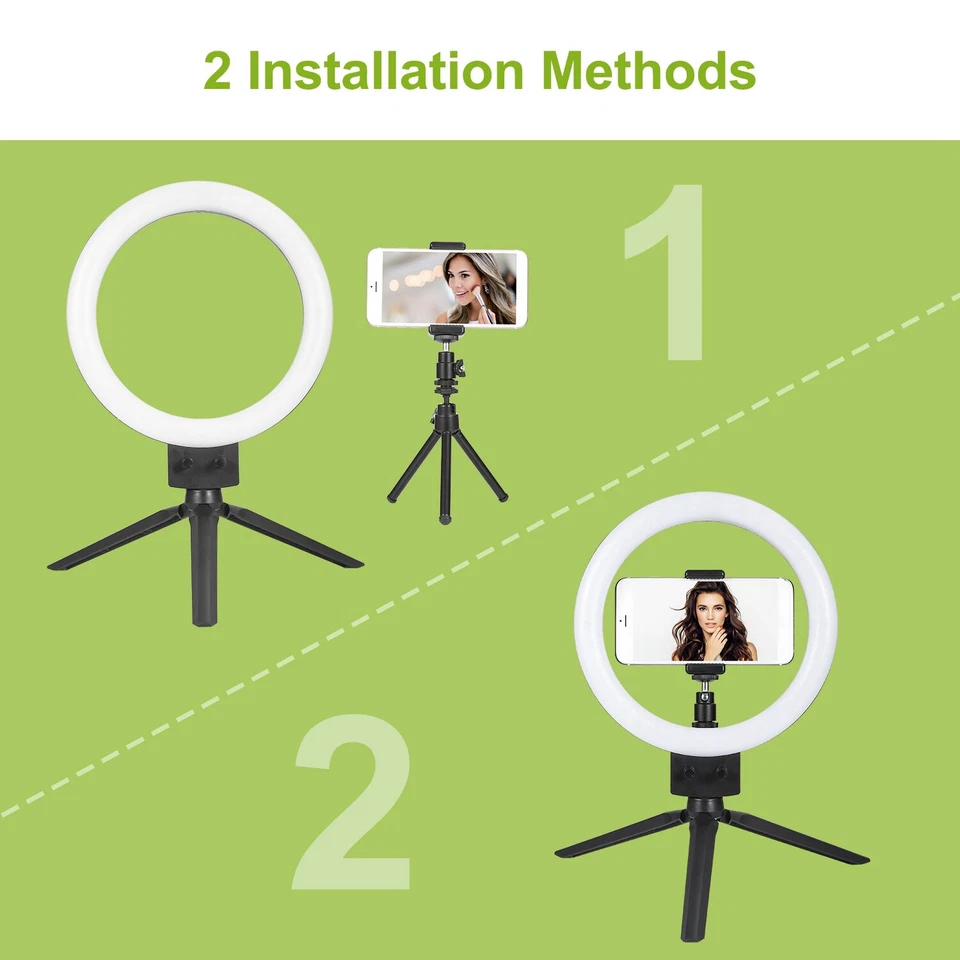 Anel de luz LED selfie com suporte para tripé e suporte para celular para transmissão ao vivo/maquiagem - Imagem 4 de 4