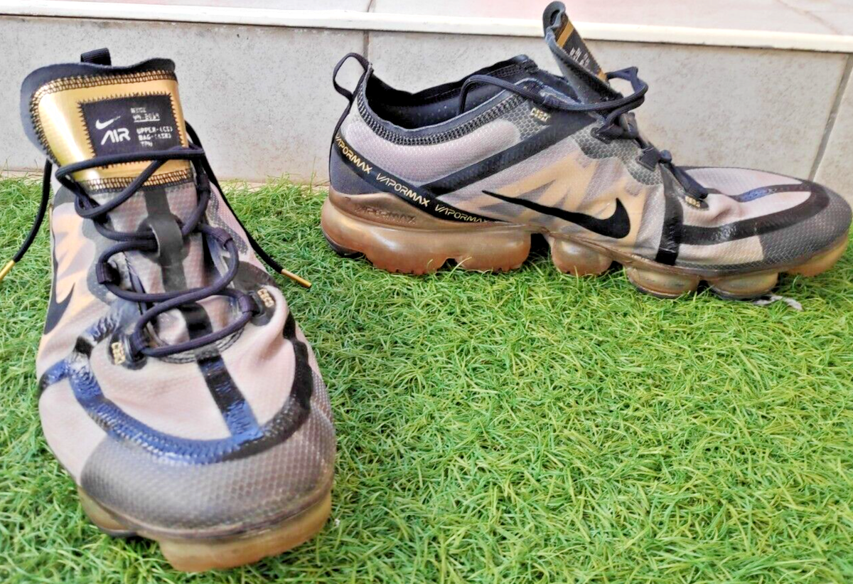 Nike Air Vapormax 2019 Black Metallic Gold Men’s 15 AR6631-002 Sneakers Shoes Nike Air VaporMax 2019 Black Metallic Gold AR6631-002 Size  main image 4