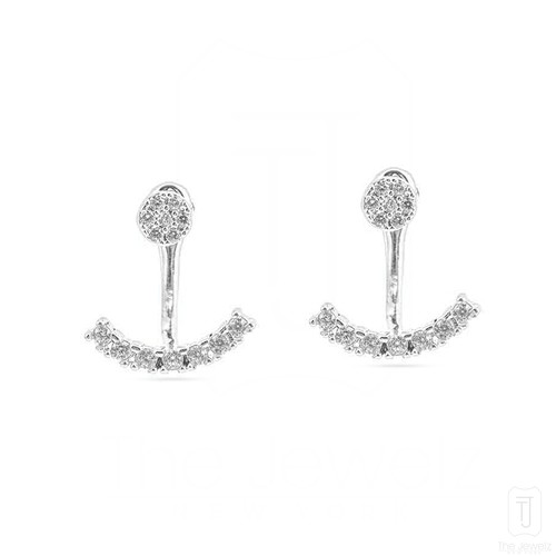 Oro 14K VS Claridad F-G Color VS/F-G Diamante Oreja Chaqueta Pendiente Boda Joyería - Imagen 4 de 4