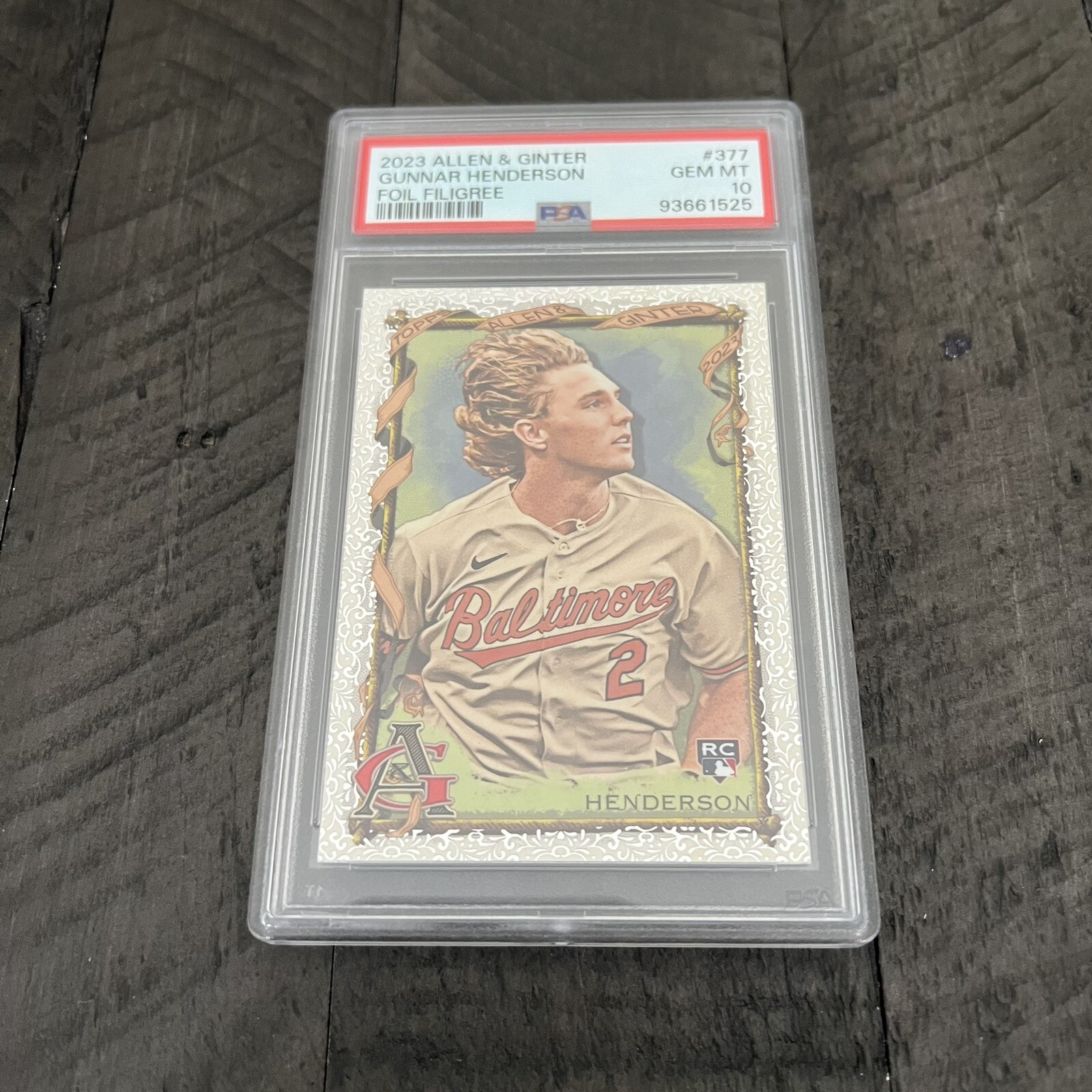 2023 Topps Allen & Ginter Gunnar Henderson Filigree variation #377 PSA 10 RC