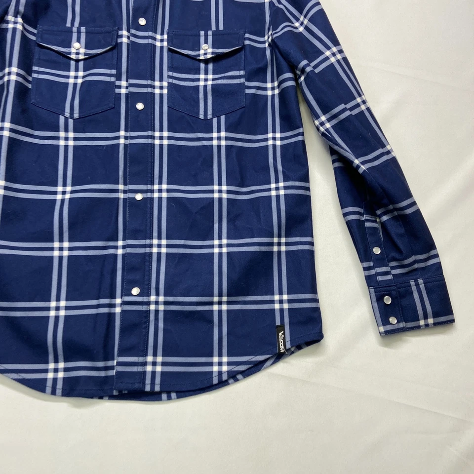 Volcom Collectable "NASHVILLE FLANNEL' Blue Plaid Flannel- Sz S Sweatshirt Rare - Image 2 of 4
