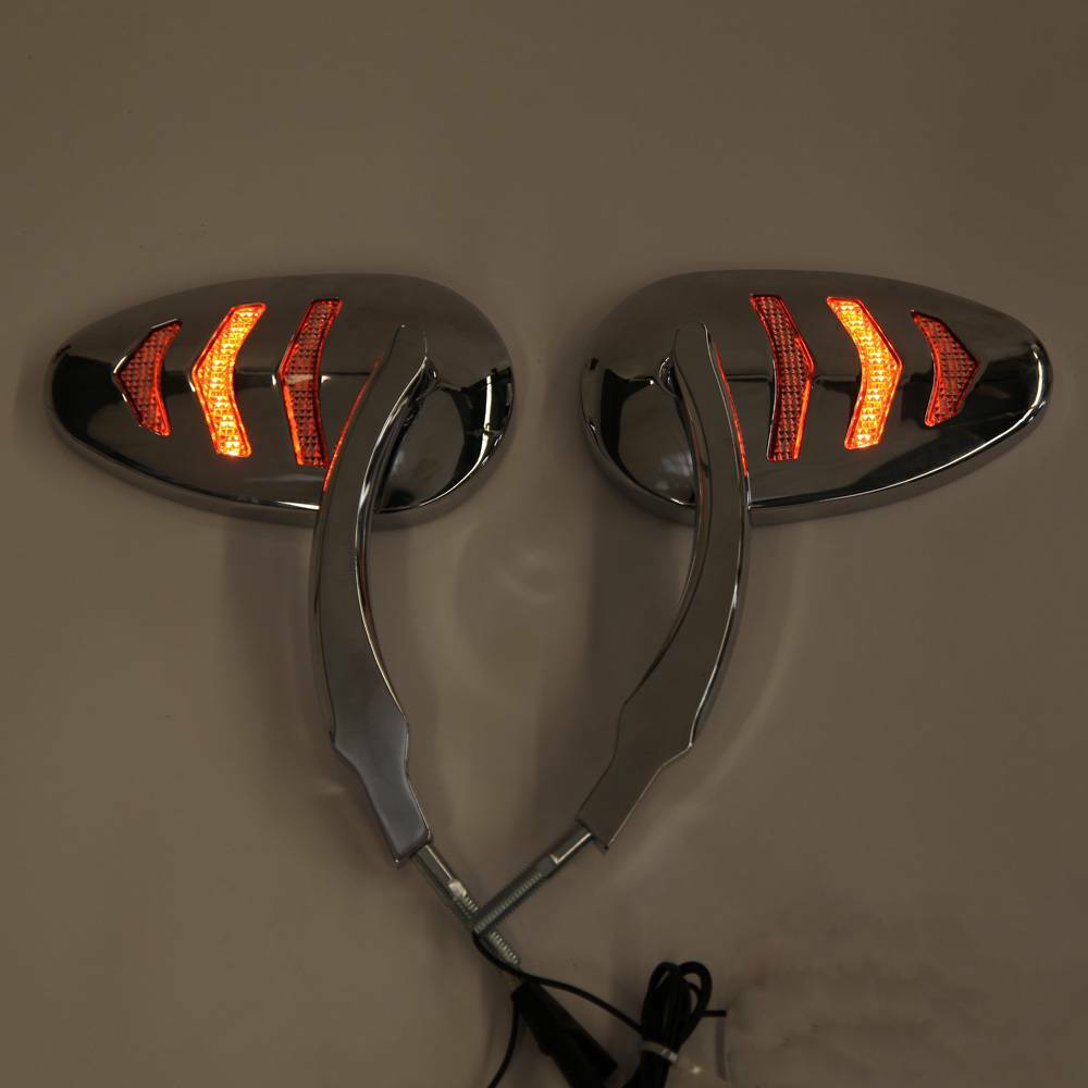 Motorcycle Chrome LED Mirrors with Turn Signals For Harley