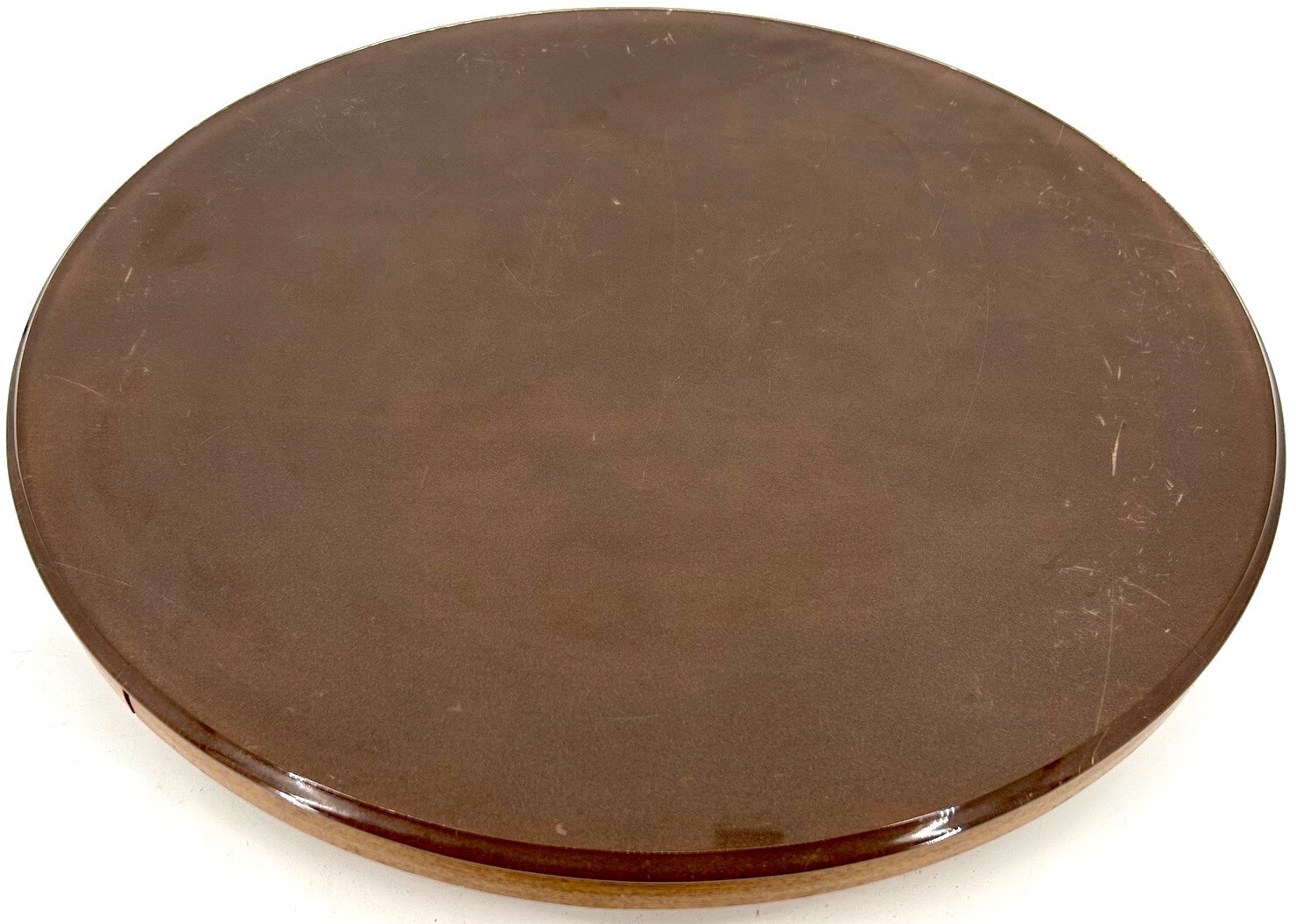 VINTAGE Ethan Allen American Tradition Wood Formica Lazy Susan w/ Glass Top 20"