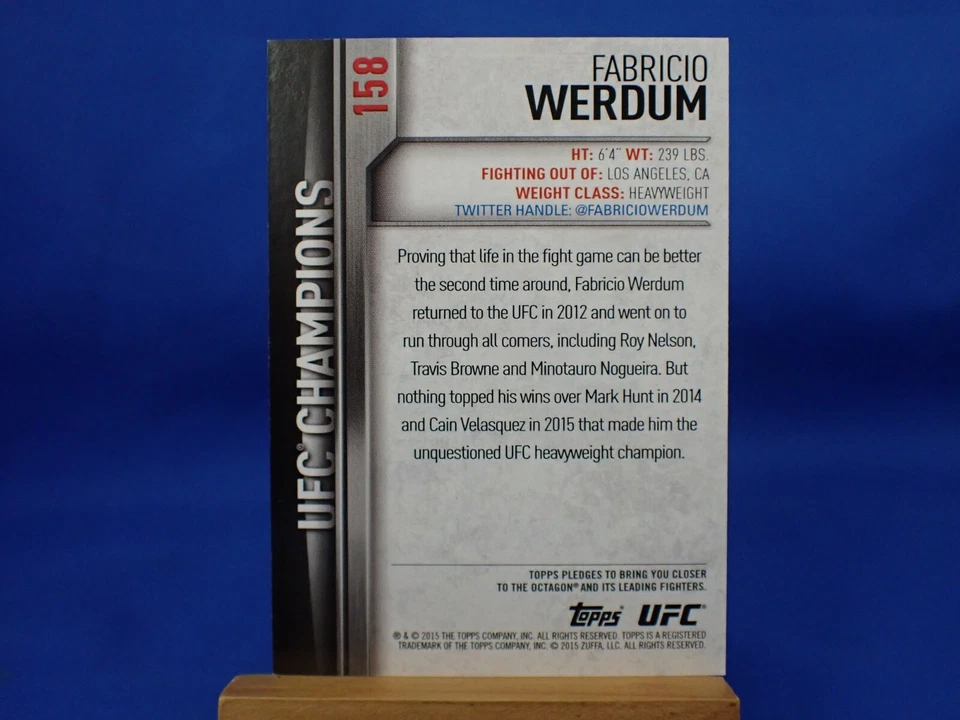 Topps UFC Champions 2015 /88 Fabricio Werdum - Image 2 of 2