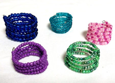 HANDCRAFTED BEADED COIL RINGS - PICK YOUR COLOR RING SIZES 5 TO 8