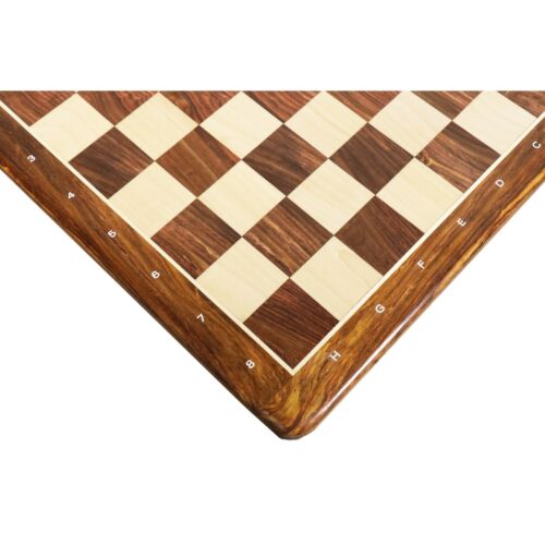 21&#034; Golden Rosewood &amp; Maple Solid Inlaid Wood Chess board - Algebraic Notations