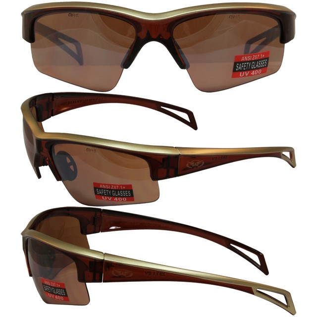 GLOBALVISION TOP GUN SUNGLASSES BROWN FRAME DRIVING MIRROR LENS ANSI