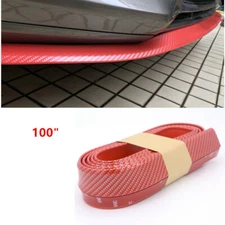 100" Red Caron Fiber Print Front Bumper Lip Splitter Spoiler Skirt Protector