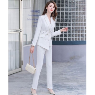Women Business Office Suits Host Formal Wear Irregular Blazer Career Uniform