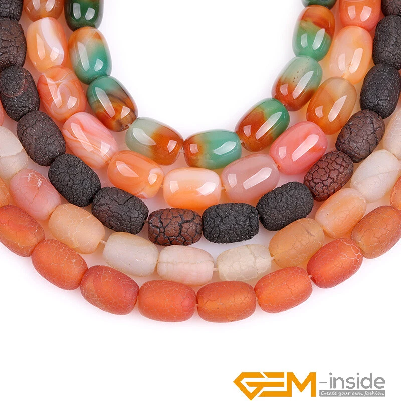 Cuentas de barril de columna lisa esmerilada de piedras preciosas de ágata vintage para hacer joyas de 15" Foto 2 de 4